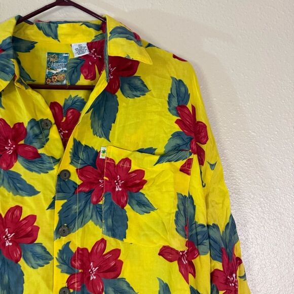 Pineapple Moon Yellow Floral Shirt XL - Picture 2 of 5